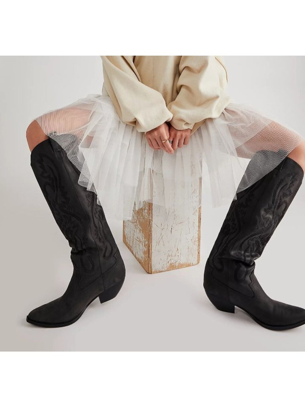 NEW Jeffrey Campbell Finn Tall Western Boots Cowgirl Festival Womens 11 Black